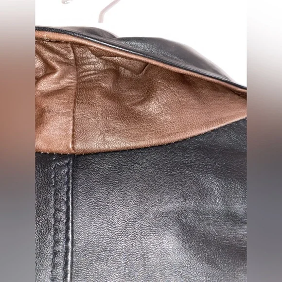 Vintage Mens original Mossimo Leather Bomber Flight Jacket XL brown under collar